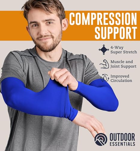 Image of UV Sun Protection Arm Sleeves - UPF 50 Cooling Compression Sleeves for Men & Women - Arm Cover /Protector for Basketball, Voleyball, Golf, Baseball, Football, Running, Cycling & Other Outdoor Sports