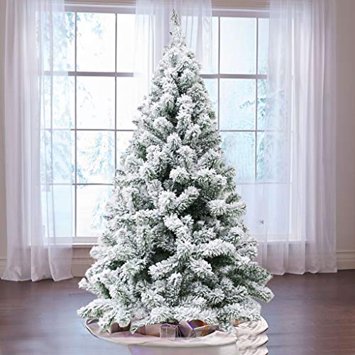 xiannv 6ft/7.5ft Premium Snow Flocked Hinged Artificial Pine Christmas Tree Holiday Decor w/Metal Stand for Holiday Decoration (White, 7.5Feet)