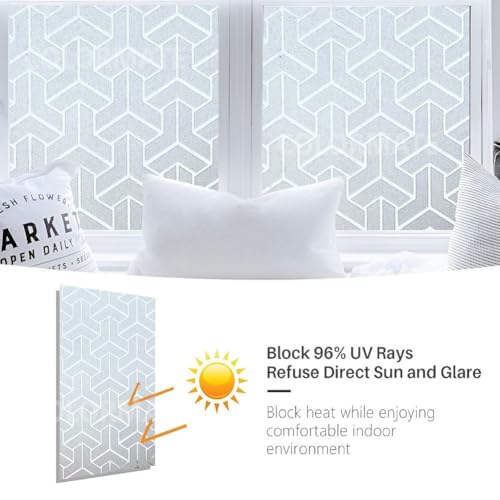 Image of COLORMATE Premium Vinyl Stained Frosted Window Glass Film (24x48 Inch) - Self-Adhesive Wallpaper Sticker Opaque Tint for Window Glass Privacy Cover, Door, Office, Home.| Anti-UV. 3D Arrow Design