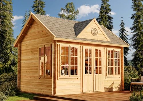 Alpholz Gartenhaus Clockhouse-28 aus Holz in Naturbelassen mit 28 mm...