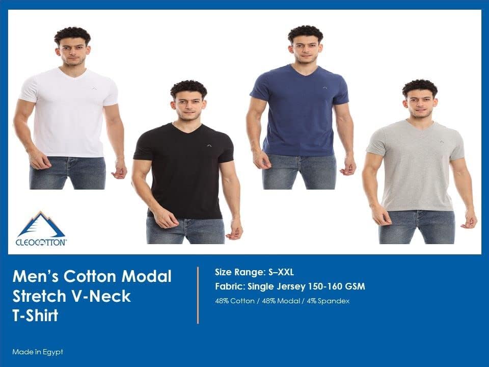 Premium Classic Men’s V-Neck T-Shirt | Ultra Soft, Breathable Cotton Modal Stretch Mens T-Shirt | Tag Free (Made in Egypt) - Image 6