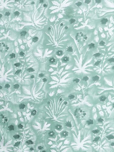 Image of Prasino Premium Hand Block Printed Bedsheet | Bed Sheet Flatsheet | Pure Cotton | Double Bed King Size 108 inchx108 inch | 300 TC Bedsheets | Includes 2 Pillow Covers | Floral Spread