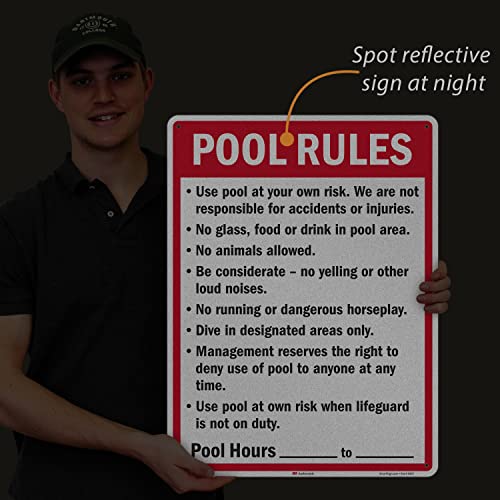 Cartel metálico SmartSign para reglas de piscina 24x18 pulg miniatura 4