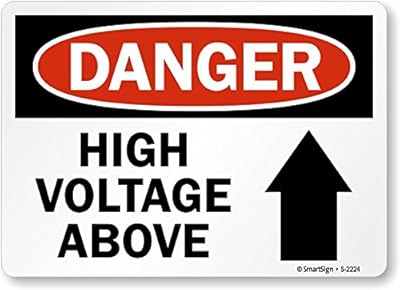 SmartSign “Danger - High Voltage Above†Sign with Upward Arrow | 10