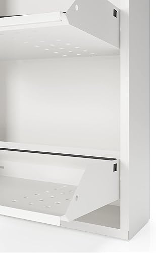 Vista 42 de Gabinete de zapatos de metal de 5 niveles con tapa, organizador de almacenamiento de zapatos duradero para entrada, armario de estante de zapatos