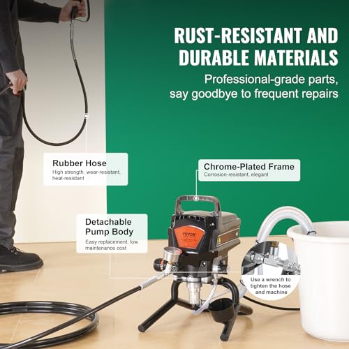 VEVOR Stand Airless Paint Sprayer, 950W 3000PSI High Efficiency Electric Airless Sprayer, Fine and Even Painting Effect, Handheld Paint Sprayers for Home Interior and Exterior Furniture and Fences by VEVOR - Image 5