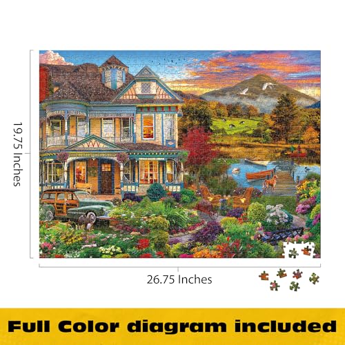 Rompecabezas Buffalo Games - Jardín y Casa del Campo, 1000 piezas para adultos | Arte de David Maclean, acabado con laminado dorado, incluye póster, tablero reciclado miniatura 3
