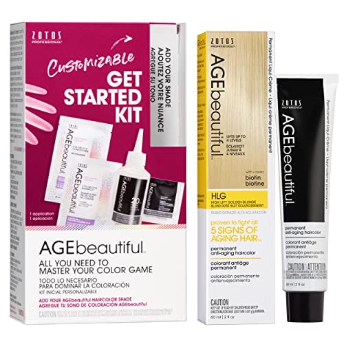 Image of AGE beautiful Permanent Hair Color Cream, 100% Gray Coverage Hair Dye with Biotin Anti-Aging Formula for Fuller, Thicker Hair, Professional Salon Quality