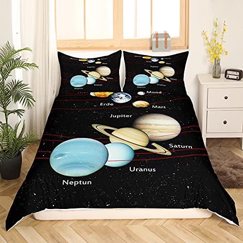 Loussiesd Kinderbettwäscheset Sonnensystem Planet Bettwäscheset 2-TLG....