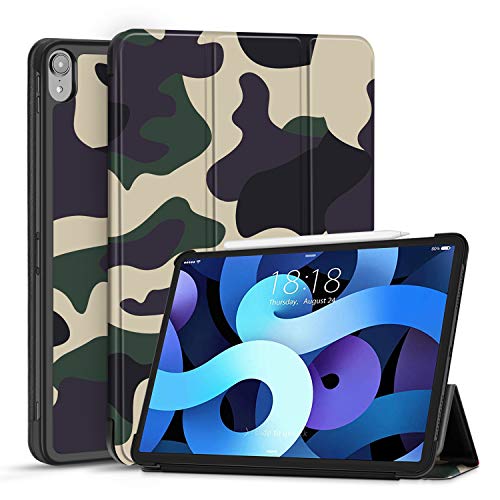 TNP Case voor iPad Air 4e Gen 11.9" 2020 Release A2324 A2072 A2316 A2325 - Slim Stand Beschermhoes, Auto Sleep Wake Compatibel met iPad Air 4 Generatie 11 inch (Camouflage Brown)