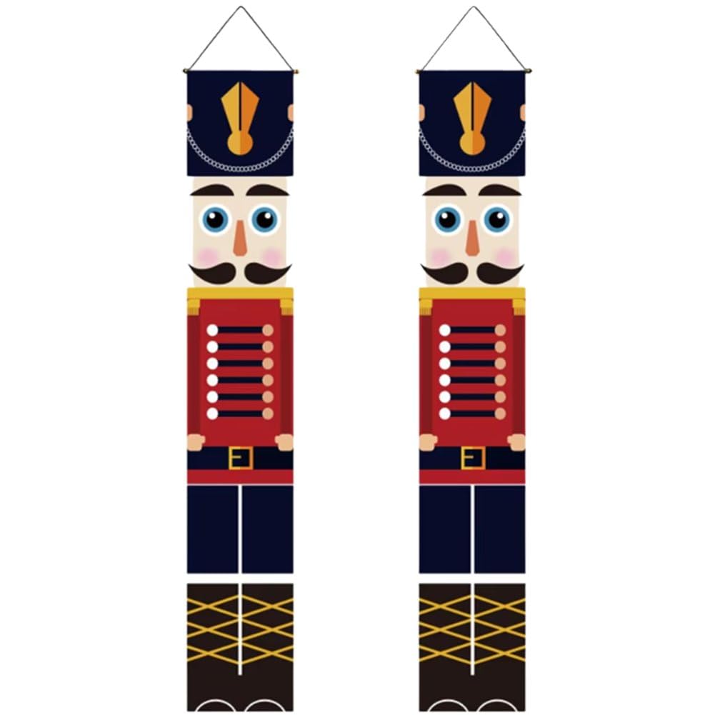 Vbsqic Walnut Soldier Couplet Door Couplet for Xmas Nutcracker Christmas Banner Xmas Holiday Nativity Decor Christmas Porch Sign Listing Front Door