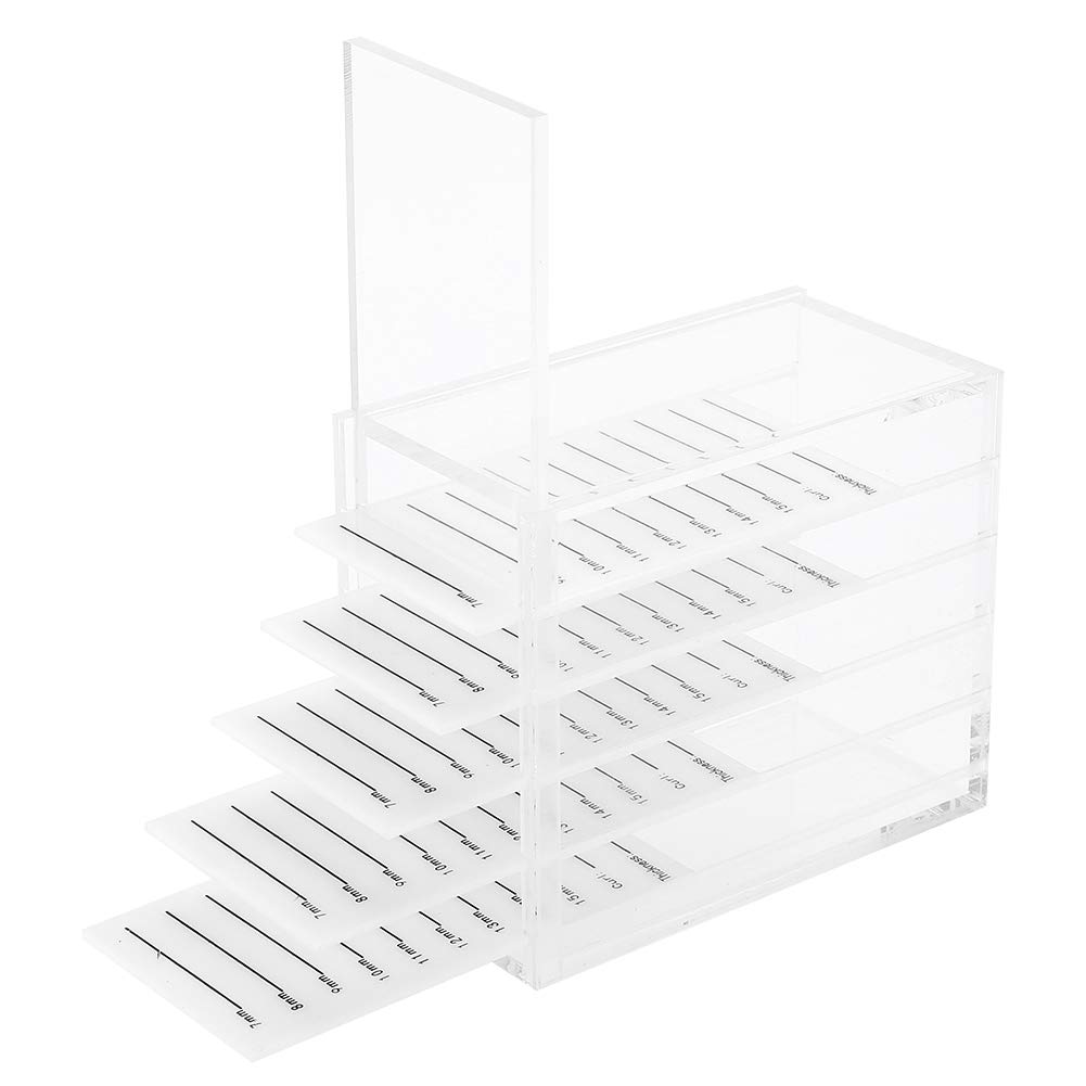 5 Layers Clear Eyelash Storage Box, Makeup Organizer Grafting Eyelashes Glue Pallet Holder, Eyelash Storage Tray for Grafting Lash Extension, Eyelash Care Storage Cases for Women Girls