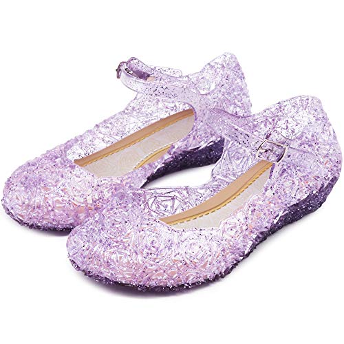 Image of techcity Princess Girls Sandals Dress Up Dance Party Cosplay Jelly Shoes for Kids Toddler Mary Janes