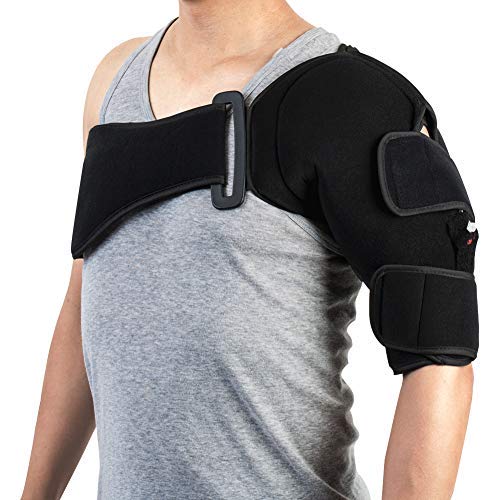 Hot/Cold Shoulder Brace Ice Pack Wrap Air Compression Shoulder Cuff Support Brace for Rotator
