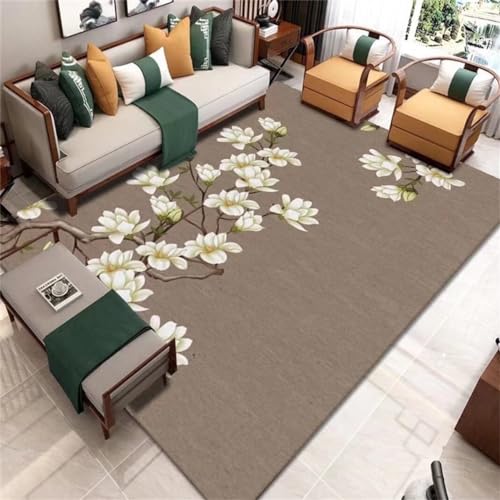 Tapis de salon et chambre moderne blanc cassé à poils courts 80x160