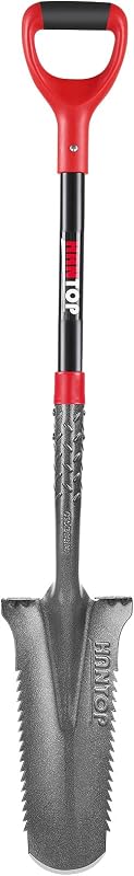Drain Spade Garden Digging Shovel Root Saw Spades for Digging, 44 inches | Serrated Sharp Blade,Sturdy Fiberglass Handle,Comfortable D Grip,Wide Foot Step,For Trenching Spade, For Transplanting