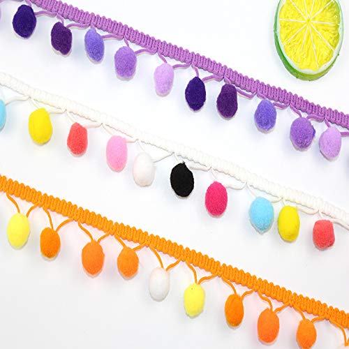 Yalulu Pom-Pom-Bordüre 9,1 M – Rosarote Quasten-Fransen, Für DIY, Nähen & Deko