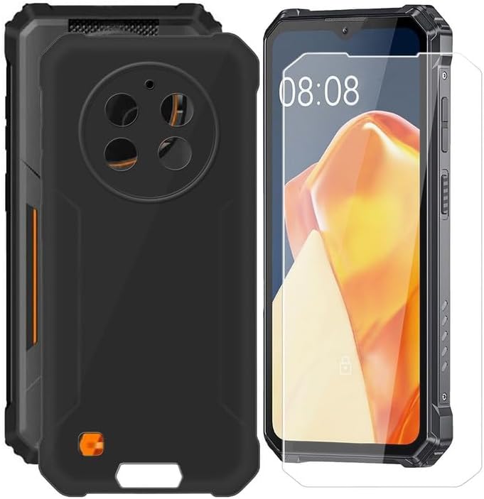 Case for Oukitel WP28 (6.52") with Tempered Glass Screen Protector, Black TPU Bumpe Protection Cover Shockproof Soft Silicone Phone Case for Oukitel WP28 - Black