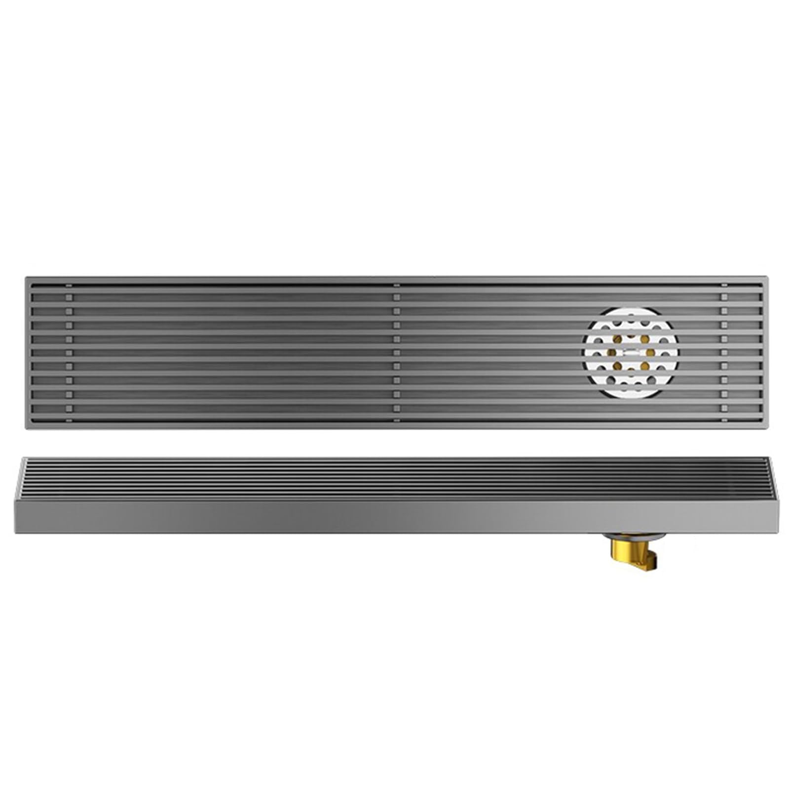 KLGFBDC Linear Shower Drain with Hair Strainer, Floor Drain for Kitchen Bathroom Garage, Rectangular Drainage Channel