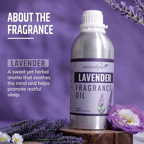 Image of Aromahpure Lavender Aroma Oil | 500ml Undiluted & Natural | Long-Lasting Scent for Aromatherapy, Candle & Soap Making, Diffusers, Room Freshener, Humidifier, Bathroom Revitalizer & Home Essentials