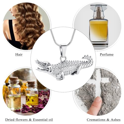 Oinsi Crocodile Cremation Jewelry For Ashes For Pet Stainless Steel Aligator Memorial Urn pendant Necklace For Men Keepsake Jewelry Gifts3