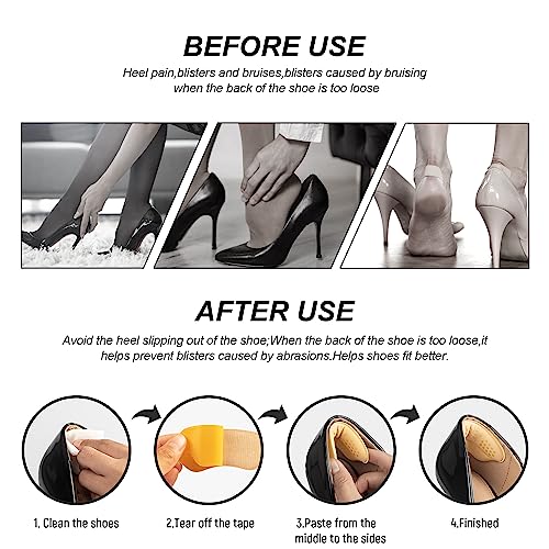 Image of Foam Heel Pads for Shoe that are Too Big Inserts Heel Grips, Back of Heel Cushions Protectors Liner Heel Slip Pads,Blisters,Shoe Filler for Loose Shoe (AntiSlipBeige)