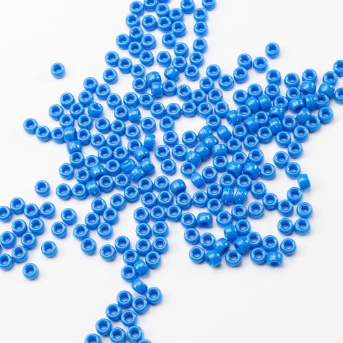 Image of Gxueshan 1000 Pcs Blue Acrylic Pony Beads 6x9mm Bulk for Bracelet Necklace Jewelry Making Earring Hair Braiding Kandi Beads