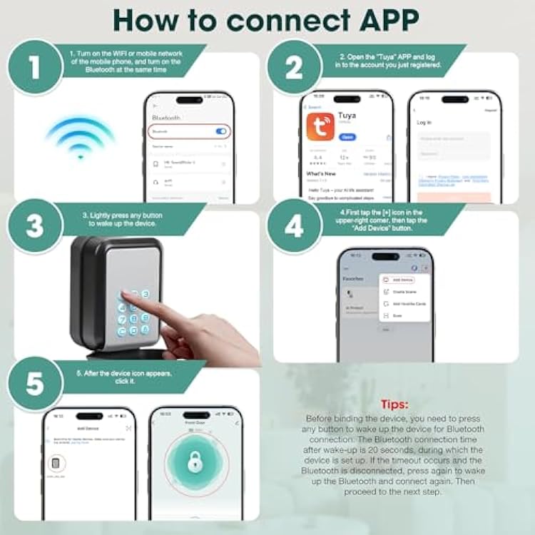 Smart Key Lock Box Electronic Bluetooth Lock Box with Tuya APP Control & PIN Code Types,Share eKey Wall Mounted Lock Box for Airbnb Realtor House Office