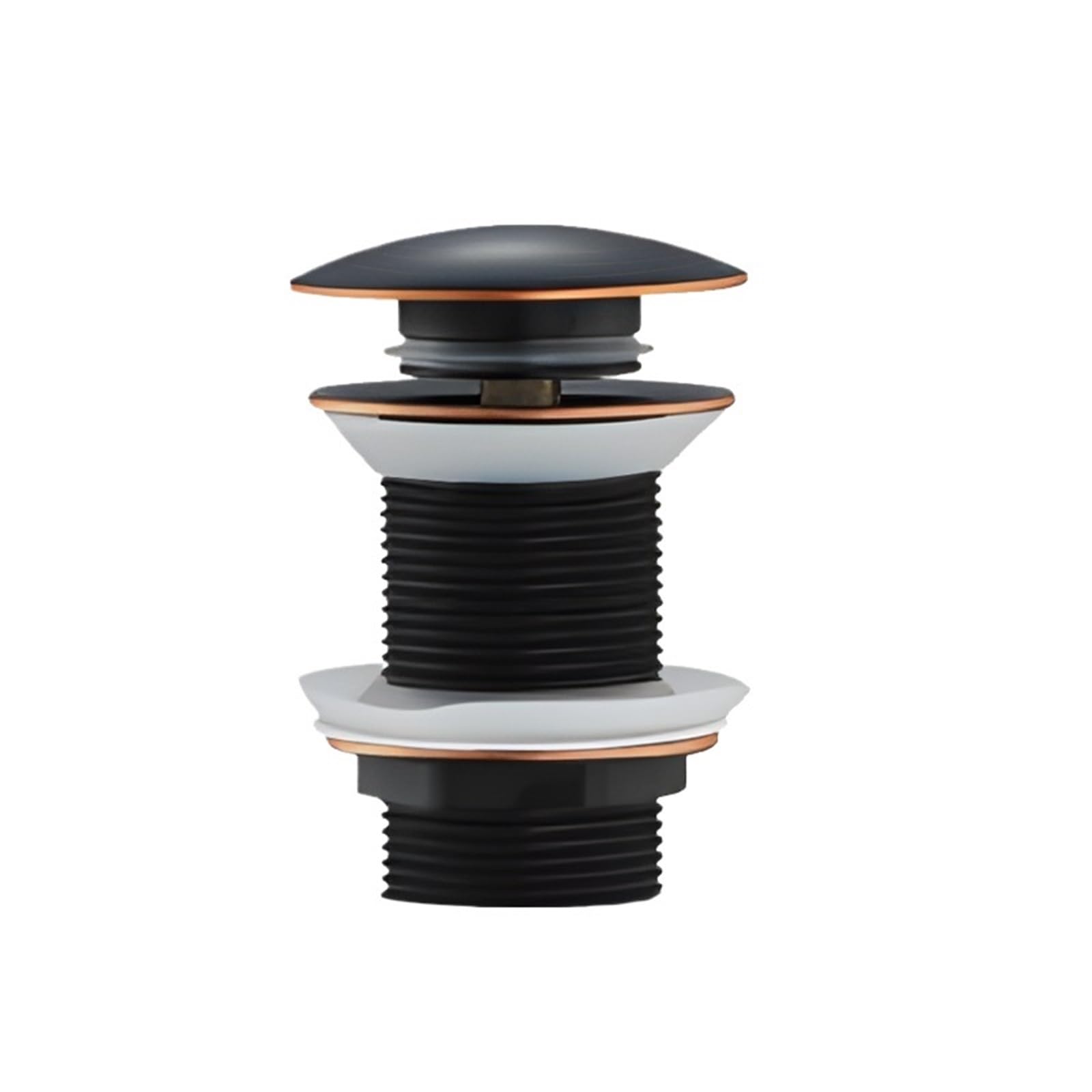 Sink Plug Black Gold Basin Sink Drainer Corrosion Resistant Pop Up Push Button Waste Trap with Overflow Kitchen Bath Drain Stopper No Hole for Washbasin(ORB No Hole)