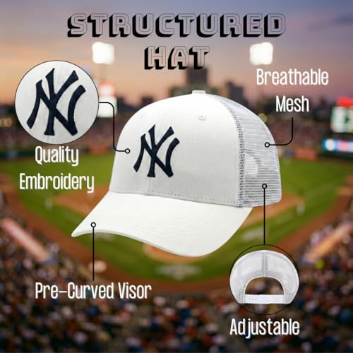 Gorra Trucker Sports Blanca y Azul con Logo NY Ajustable miniatura 7