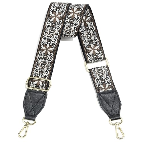 Image of Purse Strap,1.5 inch Leather End Shoulder Strap Adjustable Replacement,Retro Multi-Pattern Crossbody Bag Straps