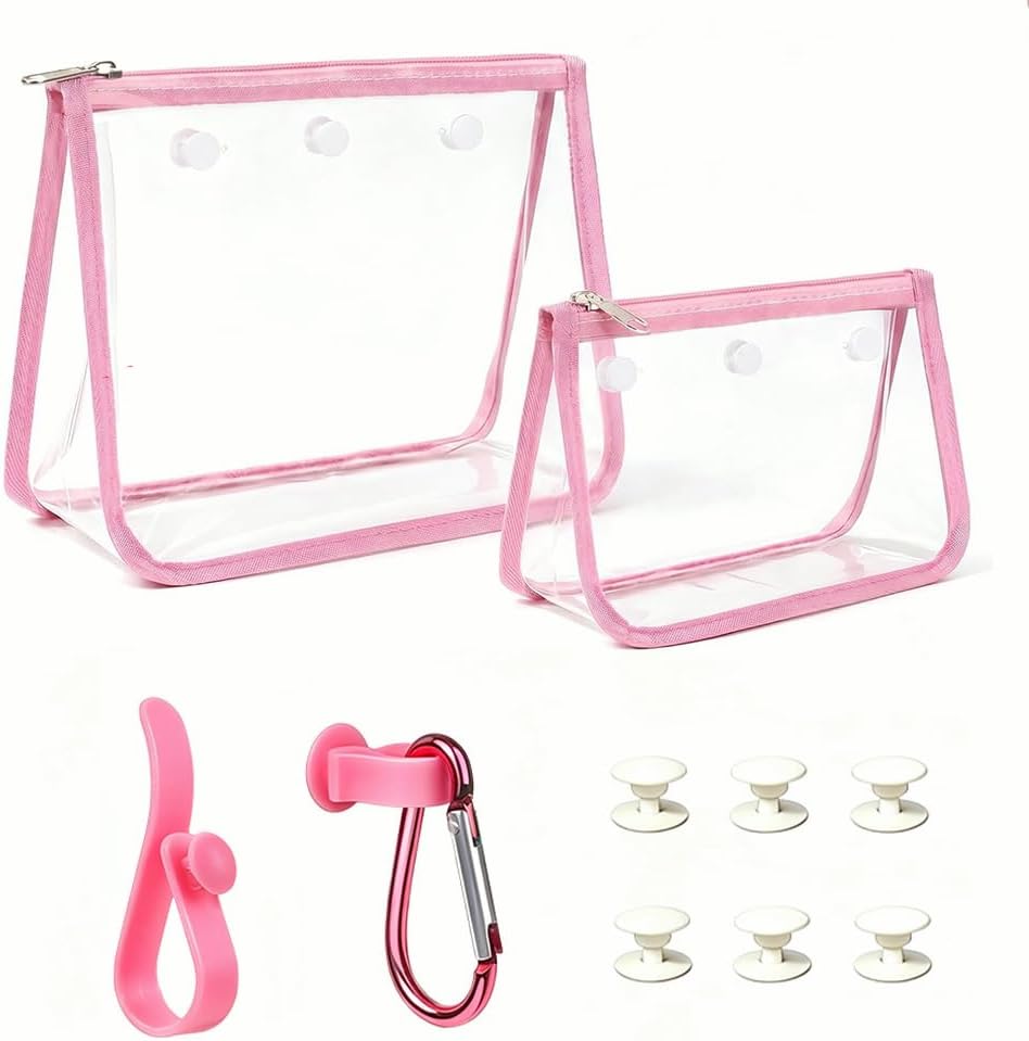 2 Packs Beach Tote Bag with 2 Pack Insert Hooks Accessories for Bogg Bags, Compatible with Original for Bogg Bag Clear Cosmetic Bag Travel Toiletry & Makeup Organizer Divider Storage Inner Pouch