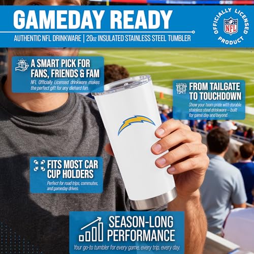 Image of Los Angeles Chargers NFL 20oz Stainless Steel Insulated Tumbler, Slider Lid
