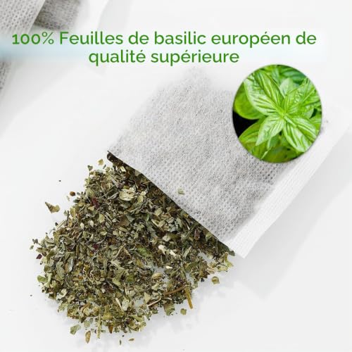 Thé au Basilic | Tulsi Tea 100 Sachets de Thé, 100% Feuilles de Basilic, Tisane Naturelle, Sachets de Thé Infusés – vue 4