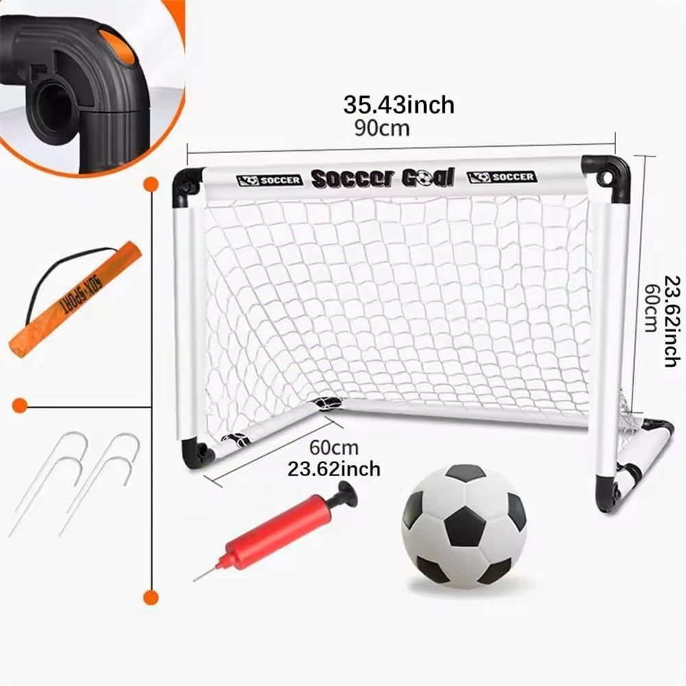 NEWFUN Porta da Calcio da Giardino, 90x60 CM Porte da Calcio per Bambini da Giardino, Pieghevoli e Ffacili da Riporre, Adatte per uso Interno ed Esterno - 2PCS