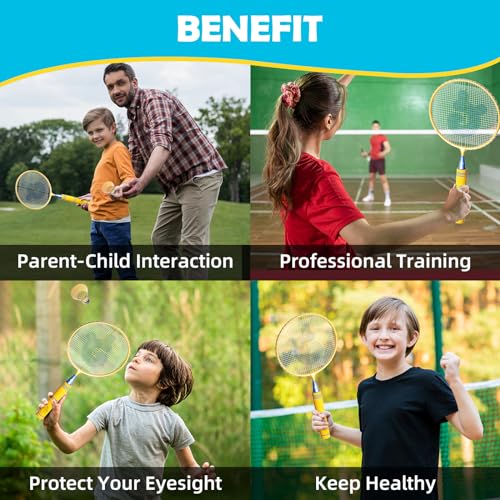 image for JOY SPOT! Kids Badminton Rackets Set with Soft Grip, Oversize & Lightw