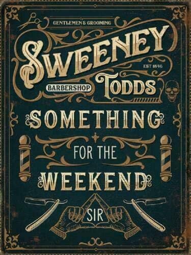 Bioprocess New Retro Sign 8X12 Inches Sweeney Todds Barbershop Barbers Metal Wall Sign Plaque Gift Art Metal Sign