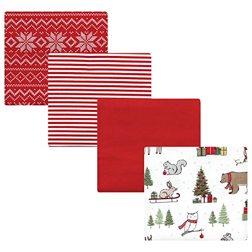 Image of Hudson Baby Unisex Baby Cotton Flannel Receiving Blankets, Christmas Forest, One Size