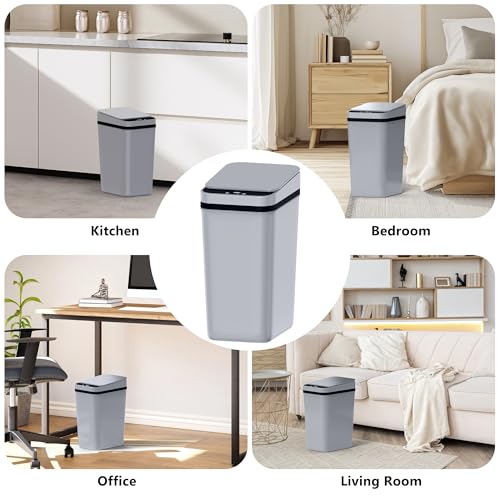 Image of Bathroom Small Trash Can with Lid, Automatic Garbage Can, 2.6 Gallon