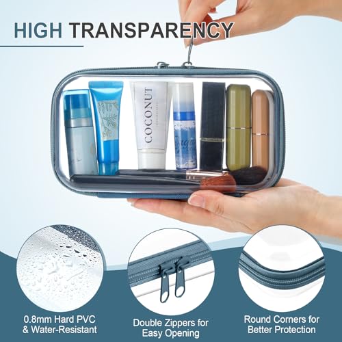 Image of Hoolerry 4 Pcs Hard Clear Zipper Case Makeup Bags Plastic Zipper Pouch Transparent Storage Box Containers for Cosmetics, Snacks, Building Blocks, Puzzles(Clear,7.5 x 3.9 x 2 in,Morandi)