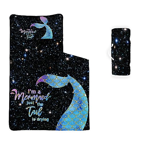 Datura home Nap Mat -Mermaid Sleeping Bag with Removable Pillow - Daycare and Sleepovers Preschool Kindergarten Bedding Set for Kids Toddler Boys Girls(Mermaid Large)