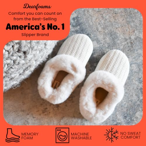 Image of Dearfoams Women's Memory Foam Cozy Soft House Slippers Gifts for Women Hannah Knit Clog House Shoes