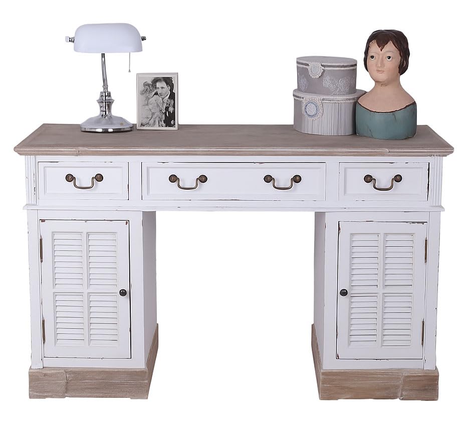 PALAZZO INT Schreibtisch Landhausstil Computertisch Weiss Schreibmöbel Shabby Chic