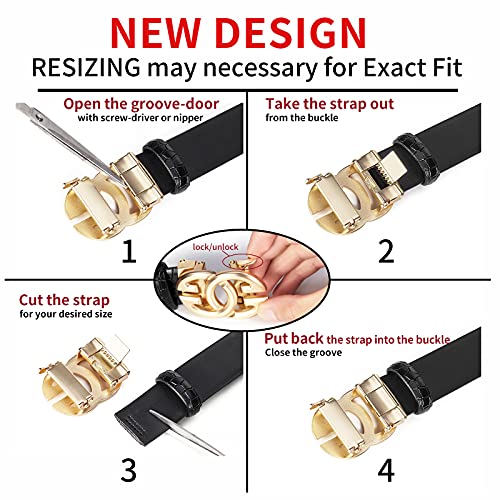 Image of ARIMIA Fashion Mens Real Leather Ratchet Belt Black Adjustable Length Full Grain Soft Genuine Cowhide Strap 1.5 Inch Wide