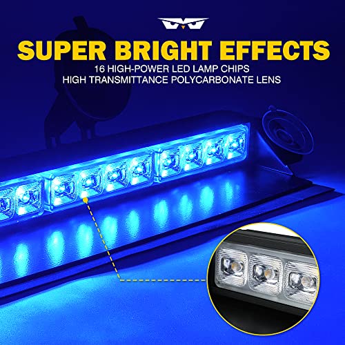 Lumenix Windshield Emergency Strobe Lights Bar Blue Led Visor Dash Deck Traffic Hazard Flashing Light W/Vacuum Suction Cup Mount For Pov Volunteer Firefighter Police First Responders Vehicles Trucks #TOP1