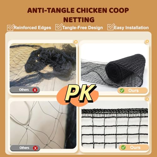 Image of Heavy Duty Bird Netting for Chicken Coop, 19.5 x 19.5 ft 0.8 inchMesh HDPE Chicken Netting for Hawks with Reinforced Edges, Durable & Reusable Poultry Netting for Garden Raised Beds & Fruit Trees