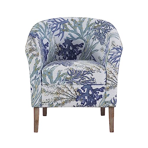 Stephen Oceanside Ivory and Blue Upholstered Coastal Club Chair by Linon - Image 10