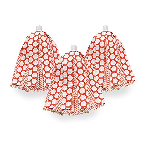 Libman Wonder Mop Head Replacement | Absorbent Microfiber | Self Wringing Mop | Best Mop Refill | Machine Washable | Multi-Surface Floor Mop | 3 Replacement Pads,Red & White #TOP1