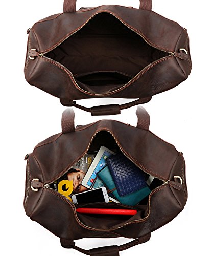 S-ZONE Vintage Crazy Horse Leather Men's Travel Duffle luggage Bag