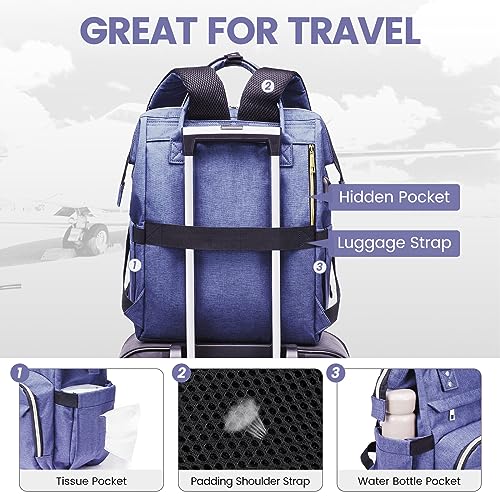 Image of LOVEVOOK Women's 15.6 Inch Professional Travel Backpack, Waterproof College Work Bag with USB Port, Blue-Violet